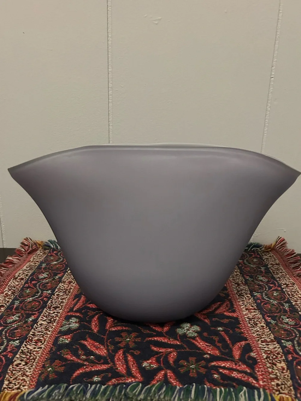 Pottery Barn Frosted Purple Ombré Pinched Sides Satin Glass Finish Vase